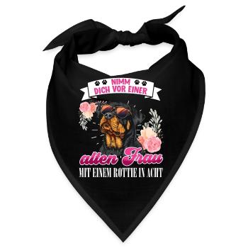 Rottie NIMM DICH VOR ALTER FRAU MIT ROTTIE IN ACHT - Bandana - Schwarz - Vorne