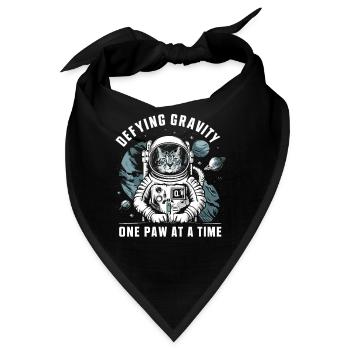 Katze Astronaut Astronomie Äußeres Sonnensystem - Bandana - Schwarz - Vorne