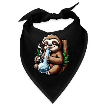 Faultier mit Bong Hanf Cannabis - Bandana - Schwarz - Vorne