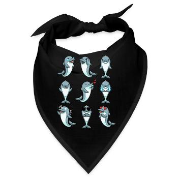 Delfin Emoticon - Bandana - Schwarz - Vorne