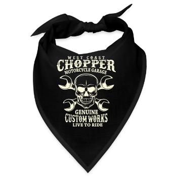 Totenkopf Biker Spruch West Coast Chopper - Bandana - Schwarz - Vorne