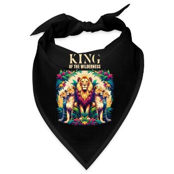 Löwe King of The Wilderness Savanne Steppe Afrika - Bandana - Schwarz - Vorne