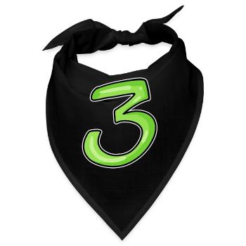 Drei - 3 - Nummer 3 - Zahl 3 - Bandana - Schwarz - Vorne