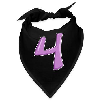 4 - Vier Zahl Nummer - Bandana - Schwarz - Vorne