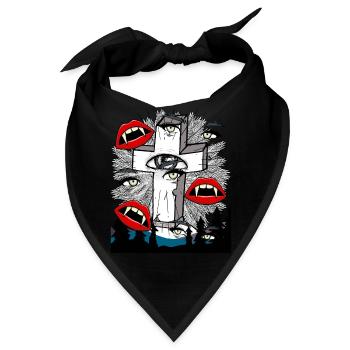 Halloween Horror Vampir Kreuz - Bandana - Schwarz - Vorne