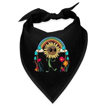 Meme Sonnenblume Hippe Regenbogen Natur - Bandana - Schwarz - Vorne