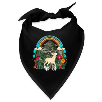 Waldtiere Waldbewohner Hirsch Rehbock Reh Kind - Bandana - Schwarz - Vorne