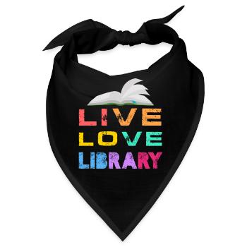 Live Love Library Librarian Book Reading - Bandana - Schwarz - Vorne