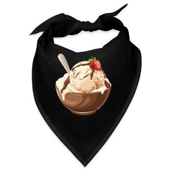 Vanilleeis Mit Schokosoße Genuss - Bandana - Schwarz - Vorne