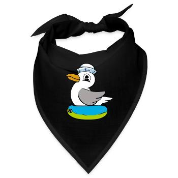 Möwe Schwimmring maritim Matrose Seemann - Bandana - Schwarz - Vorne