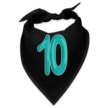 Zehn 10 Nummer Zahl - Bandana - Schwarz - Vorne