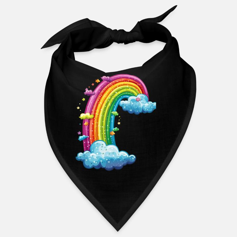 Colorful Rainbow With Clouds Drawing Bandana