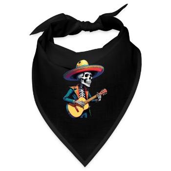 Mexikanischer Mariachi Skelett Gitarrist Fiesta - Bandana - Schwarz - Vorne