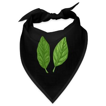 Zwei Basilikum Blätter Natur Pur - Bandana - Schwarz - Vorne