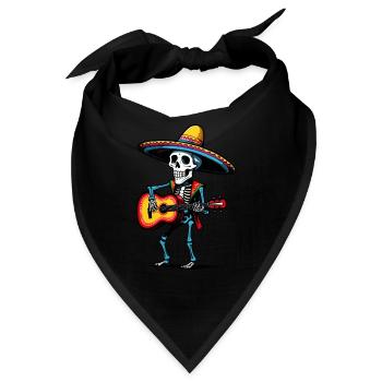 Mexikanischer Mariachi Skelett Gitarrenspieler - Bandana - Schwarz - Vorne