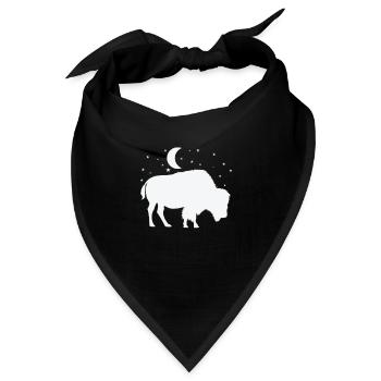 Bison im Mondschein - Bandana - Schwarz - Vorne