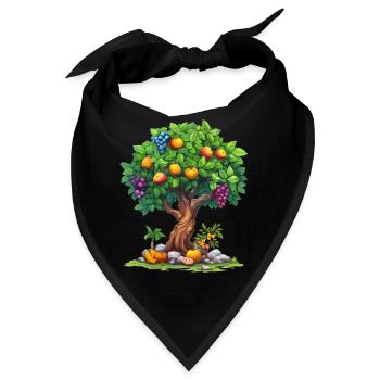 Bunter Obstbaum Mit Reifen Früchten - Bandana - Schwarz - Vorne