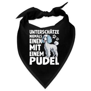 Mann mit einem Pudel Hund Zwergpudel Herrchen Hund - Bandana - Schwarz - Vorne