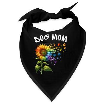 Dog Mom Hund Muttertag Sonnenblume Regenbogen Wau - Bandana - Schwarz - Vorne