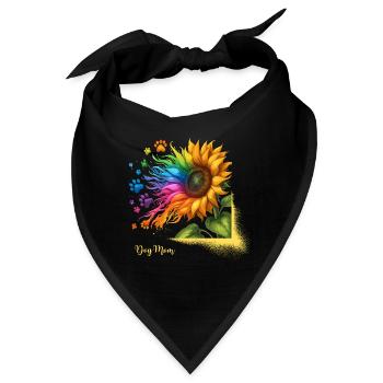 Dog Mom Hund Muttertag Regenbogen Sonnenblume Wau - Bandana - Schwarz - Vorne