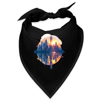 Urbaner Sonnenuntergang In Pastellfarben - Bandana - Schwarz - Vorne