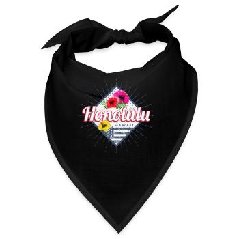 Honolulu Stadt Hawaii Vereinigte Staaten Vintage - Bandana - Schwarz - Vorne