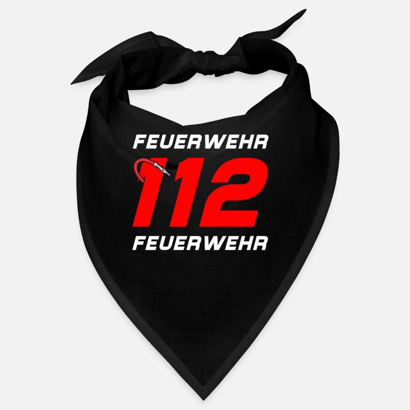 Feuerwehr Tshirt Firefighter Feuerwehrmann 112 - Bandana - Schwarz