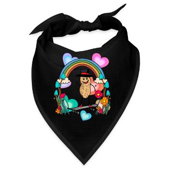 Erdnuss Erdnüsse Regenbogen Herzen Geburtstag - Bandana - Schwarz - Vorne