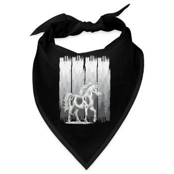 Wald Pferd Pferde Einhörner Einhorn Wildpferd - Bandana - Schwarz - Vorne