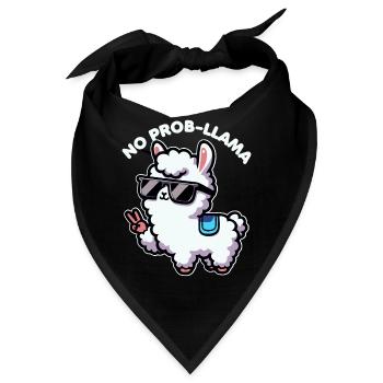 No Probllama Funny Llama Lover Wortspiel für Alpaka - Bandana - Schwarz - Vorne