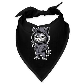 Ärgerliche Böse Katze Grummelige Katze - Bandana - Schwarz - Vorne