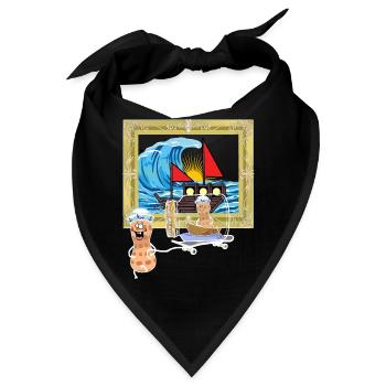 Erdnuss Schiff Seefahrt Seemänner Flaschenpost - Bandana - Schwarz - Vorne