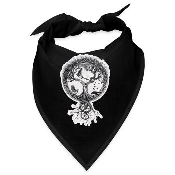 Lebensbaum mit Vögel und Raben und Wurzeln - Bandana - Schwarz - Vorne