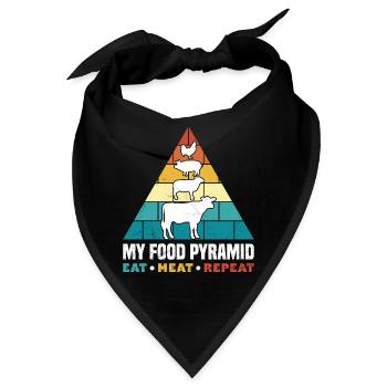 Lustig Fleischfresser Food Pyramid Eat Meat Repeat - Bandana - Schwarz - Vorne