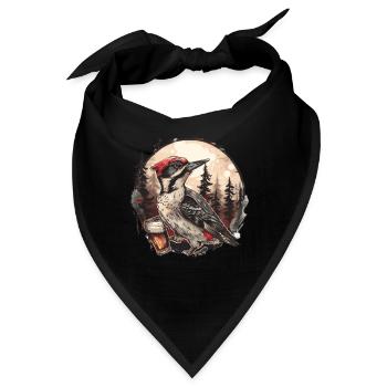 Schluckspecht - Specht im Wald trinkt Bier - Bandana - Schwarz - Vorne