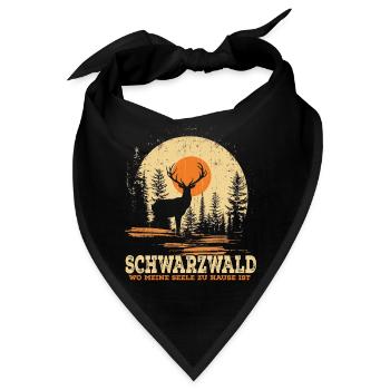 Schwarzwald Wandern Silhouette Hirsch - Bandana - Schwarz - Vorne