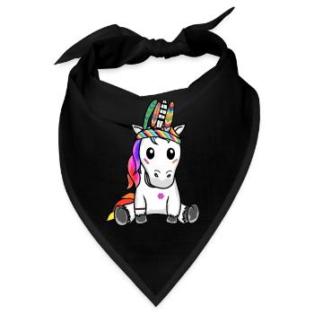 Einhorn Einhörner Hippie Hippies Schamane - Bandana - Schwarz - Vorne