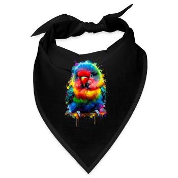 Bunte Splash Art Lovebird Vogelbeobachtung - Bandana - Schwarz - Vorne