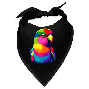Bunte Pop-Art-Turteltauben-Vogelbeobachtung - Bandana - Schwarz - Vorne
