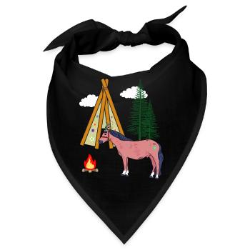 Schamanen Pferd Pferde Ross Gaul Wilder Westen - Bandana - Schwarz - Vorne