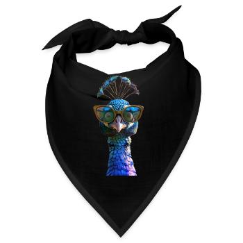 Pfau Blauer Pfau Pfauen Peacock Rad Pfauenrad Pfau - Bandana - Schwarz - Vorne