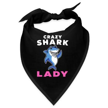 Verrückte Hai-Dame mit süßer lächelnder Hai-Neuheit - Bandana - Schwarz - Vorne