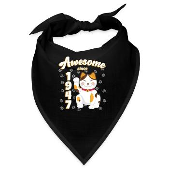 1947 Geburtstag Awesome since Katze Maneki neko - Bandana - Schwarz - Vorne