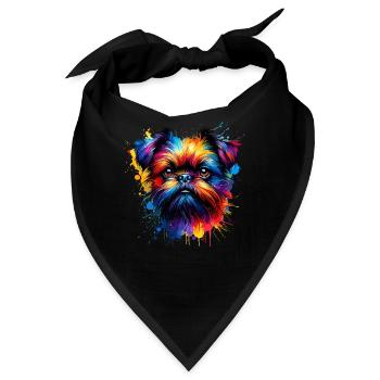 Bunte Splash Art Brüssel Griffon Griffon - Bandana - Schwarz - Vorne