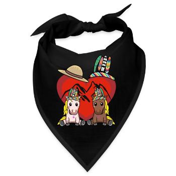 Wilder Westen Pferd Pferde Herz Amerika USA Berge - Bandana - Schwarz - Vorne