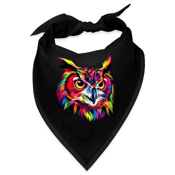 Eule Bunt Regenbogen Farben Pop Art Kauz Uhu Eulen - Bandana - Schwarz - Vorne