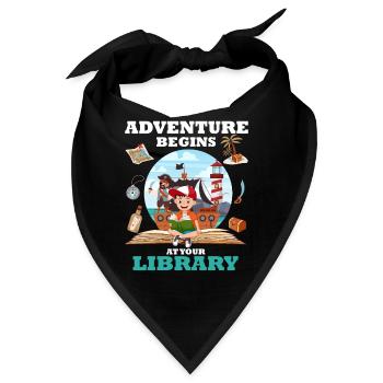 Lesen ist überall, Abenteuer beginnt in Bibliothek - Bandana - Schwarz - Vorne