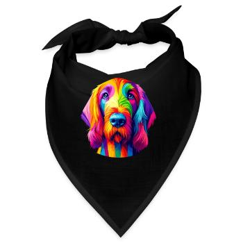 Farbenfrohe Pop Art Italienisch Spinone Italiano - Bandana - Schwarz - Vorne