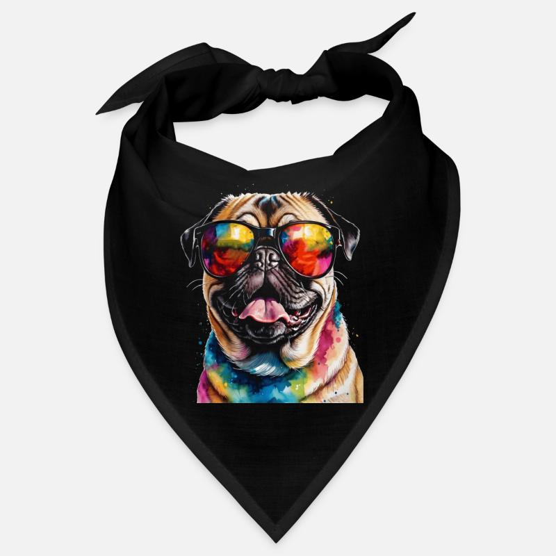 Mops Sonnenbrille Hund Bunt Lustig Design Print Bandana