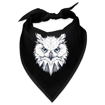 geometrische Schnee-Eule- Polygonen Motiv - Bandana - Schwarz - Vorne